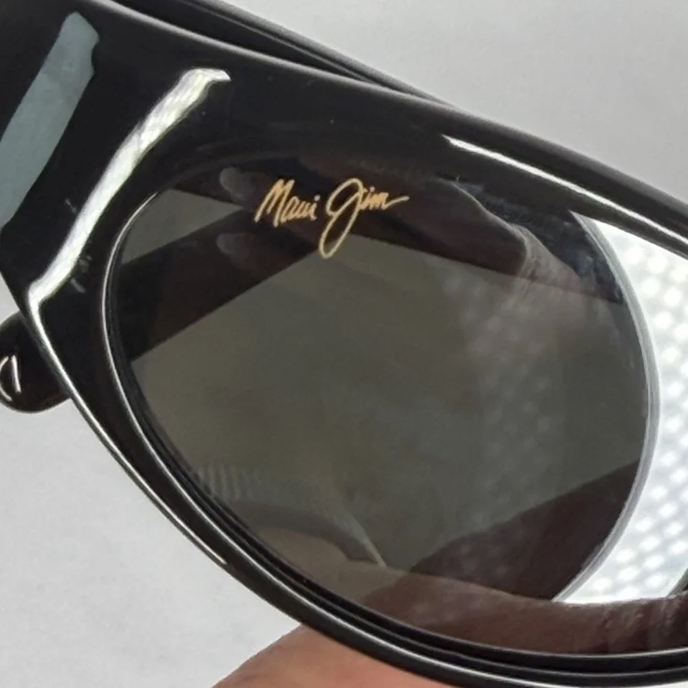 MAUI JIM MALIA MJ 125-02 Gloss Black W/ Grey POLARIZED Oval  SUNGLASSES NEW Case